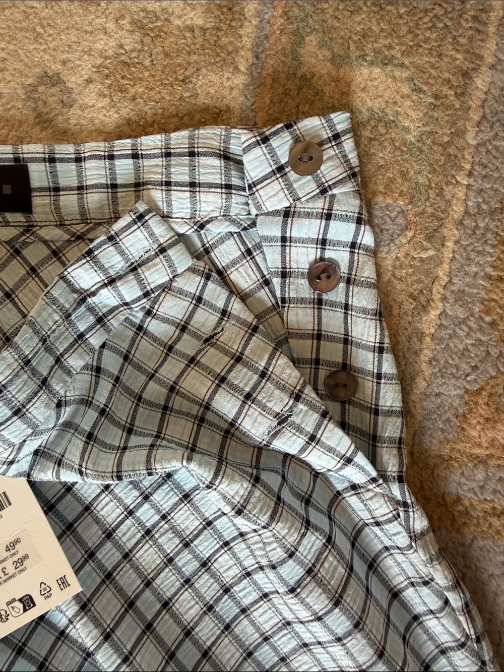 Zara Light Blue Plaid A-Line Skirt - Picture 4 of 4
